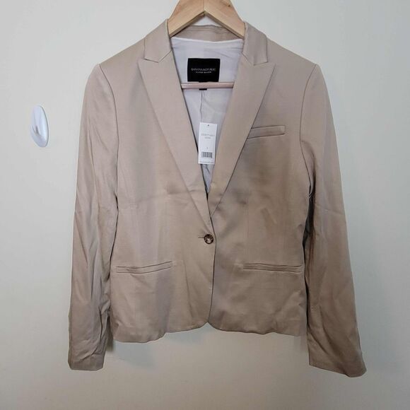BANANA REPUBLIC CLASSIC BLAZER Beige One Button Lapel Size 2 - Picture 1 of 4